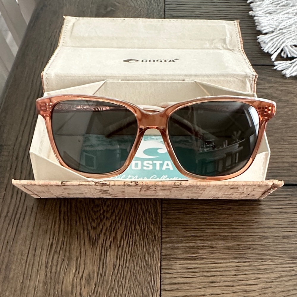 Costa Sunglasses with Tan Frame and Dark Lenses